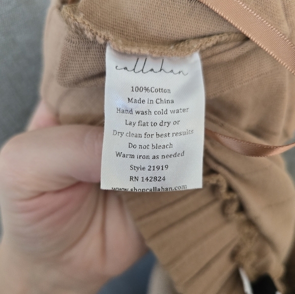 Callahan Revolve Cropped Wide Leg Ribbed Pull On Pants Size S Tan - Picture 6 of 6